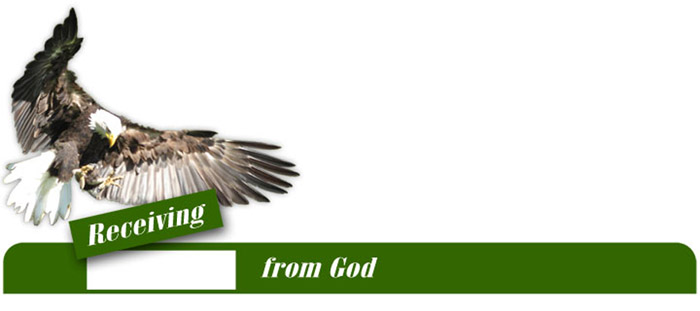A bald eagle dropping the word 'receiving' into the header "Receiving from God"